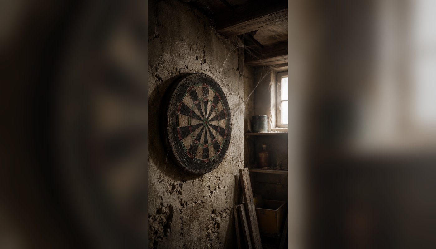 Alte Dartplatte als Ausgangsobjekt